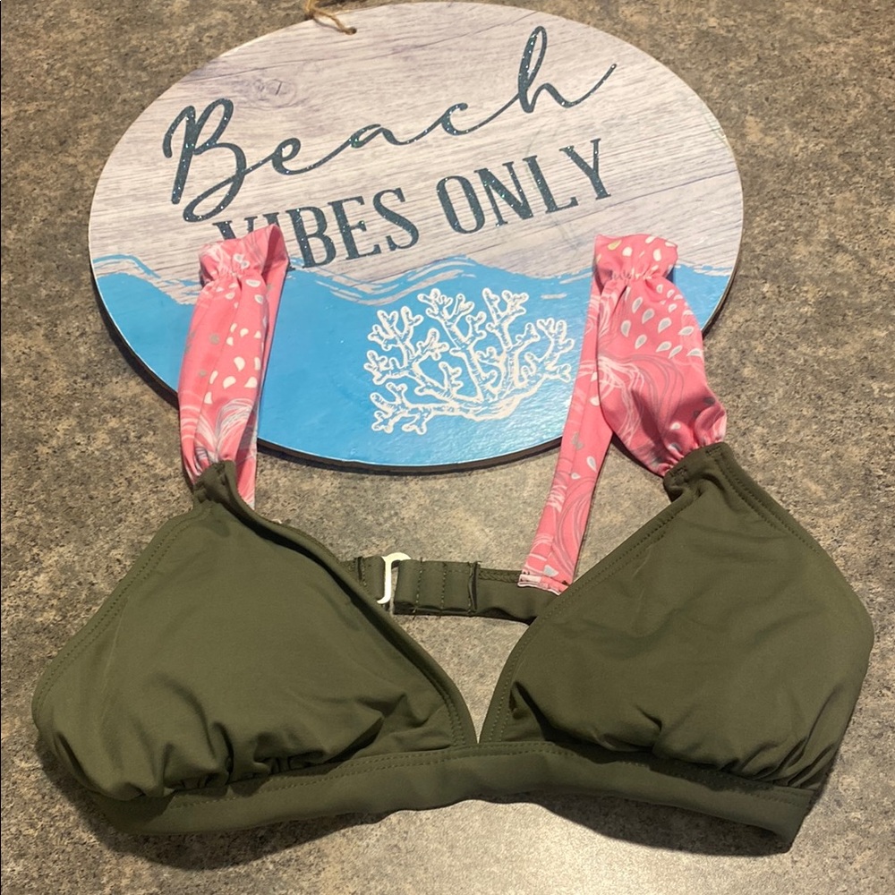 Carve Designs Olive and Pink Bikini Top